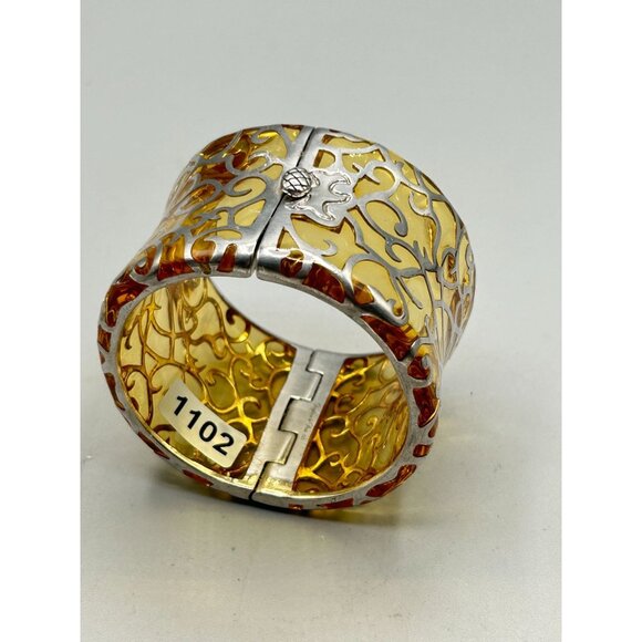 Angelique De Paris Designer Wide Bracelet Hinged Bangle Sterling Silver 925 - Picture 11 of 11